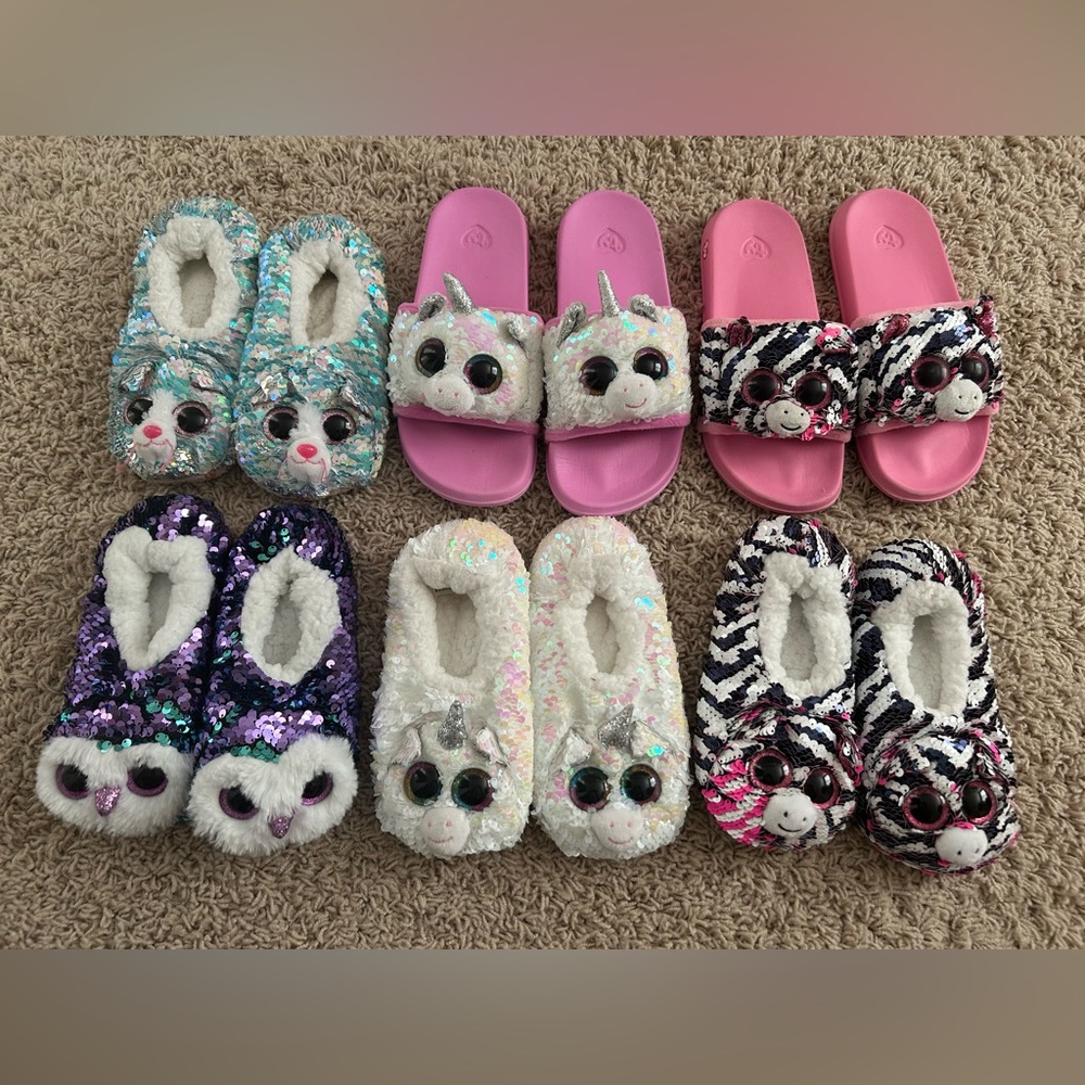 Ty Beanie Boos Kid's Size Large (4-6)  8” Slipper Socks & Sandals Slides Lot Owl